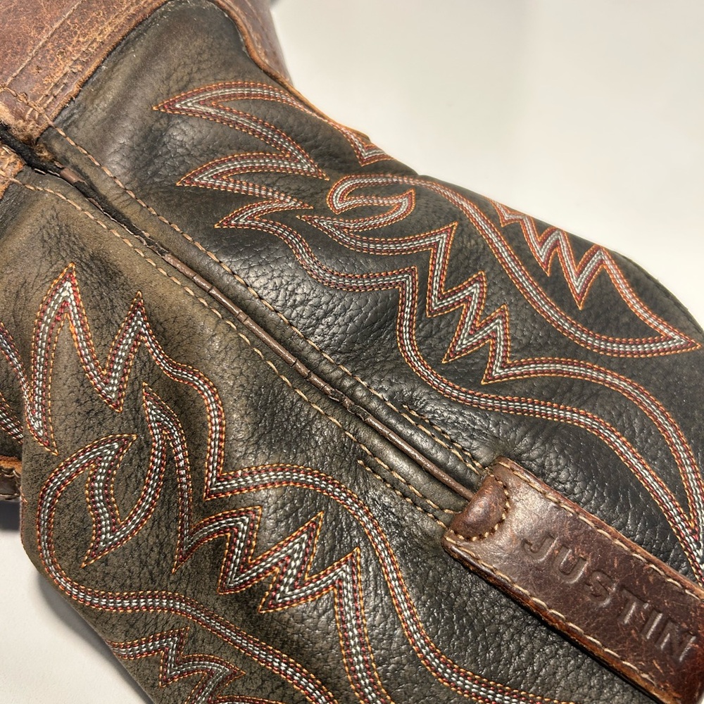 Justin Boots Men’s 8D Brown Leather Pull-On Work Boots AS IS Beaters - Picture 15 of 15